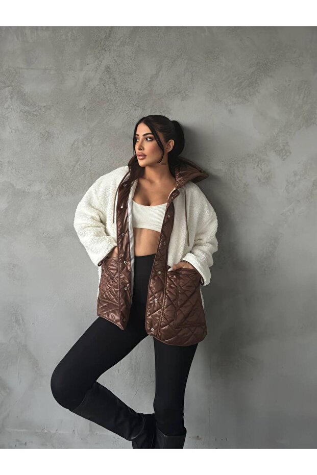 peluş kapitone ceket - 1