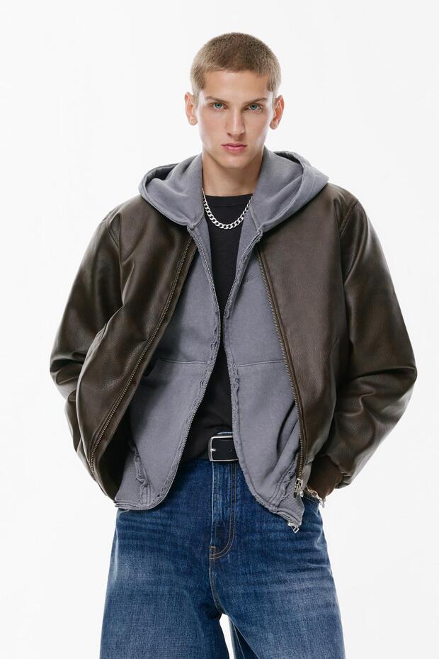 Suni Deri Bomber Ceket - 6