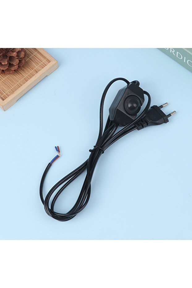 Black 1.8M Extension Cord With Dimmer EU Plug Control Switch Power Cable Cord EU Plug For Table Lamp - 1