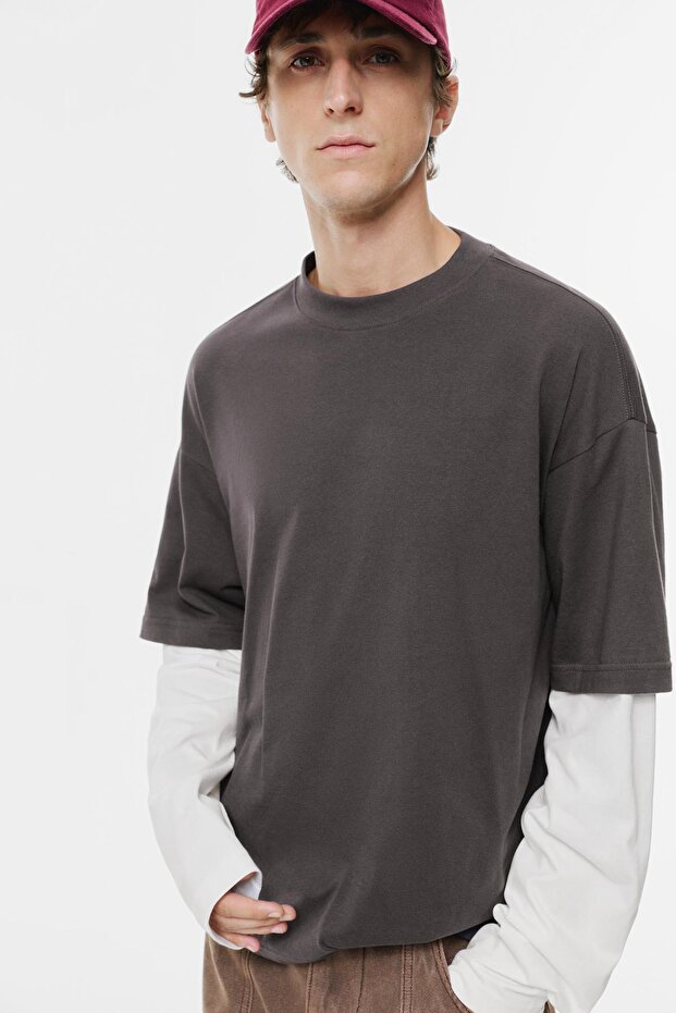 Çift katlı uzun kollu tişört - 5