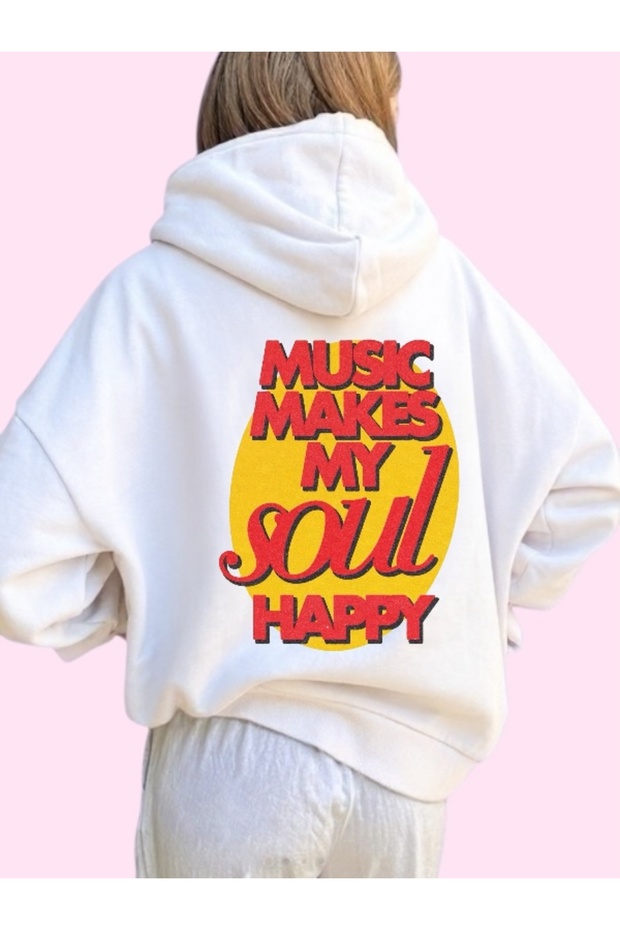 Unisex Soul Happy Colorful Custom Printed Cotton Oversize Hooded Sweatshirt