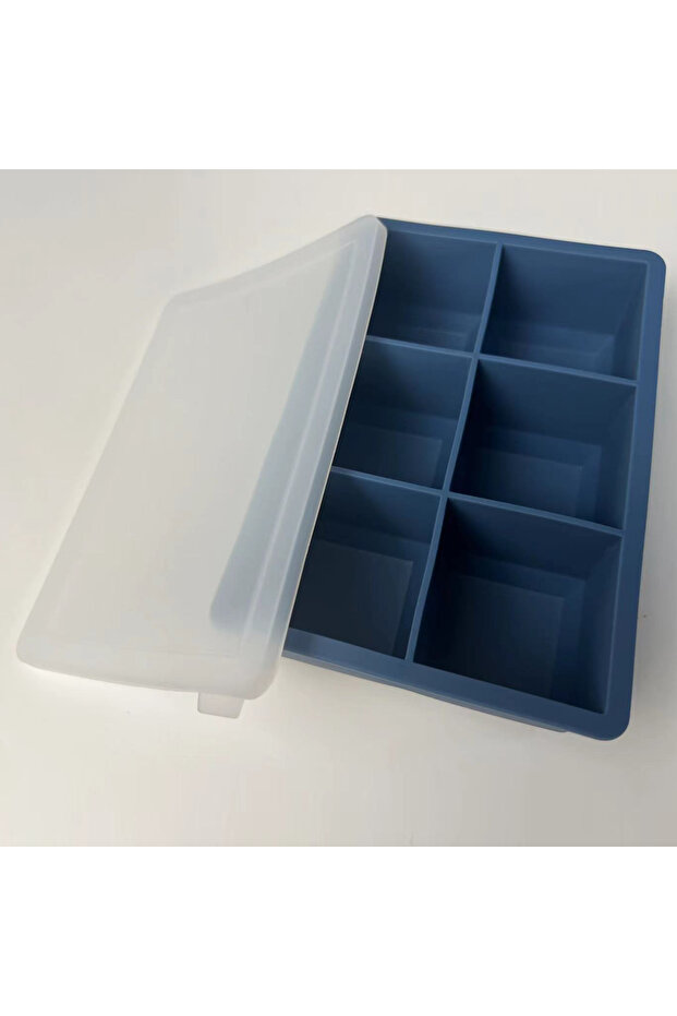 1pc Morandi Blue Ice Cube Tray Large Silicone Ice Cube Moulds with Removable Lids Large Square Ice C