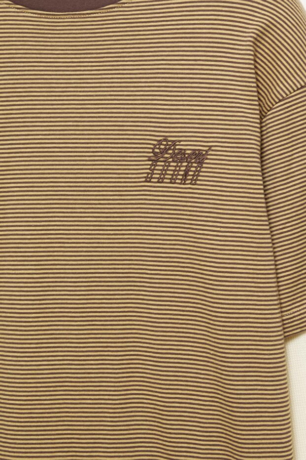 Çift Kollu Çizgili Tişört - 7