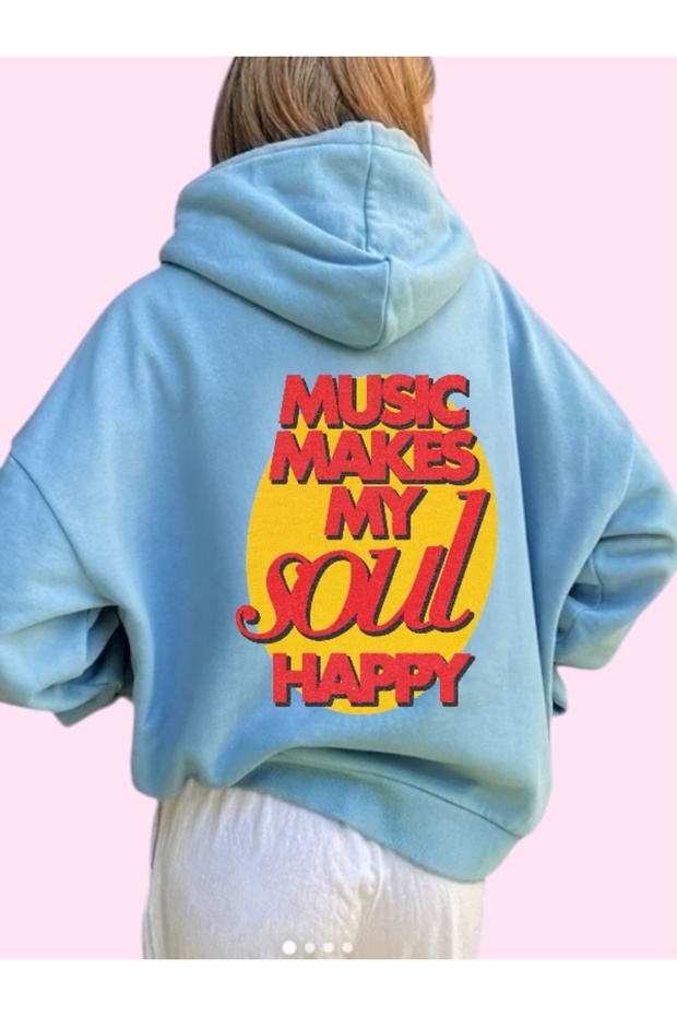 Unisex Soul Happy Colorful Custom Printed Cotton Oversize Hooded Sweatshirt