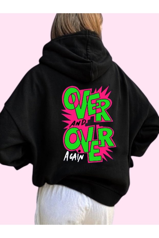 Unisex over Colored Custom Printed Cotton Oversize Hooded Sweatshirt