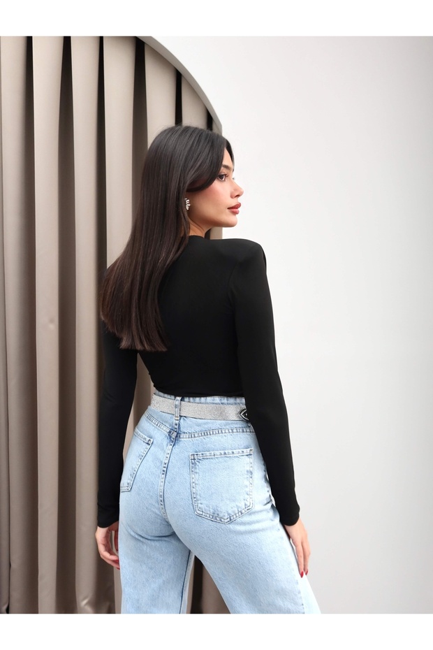 Ön Drapeli Uzun Kol Bluz - 5