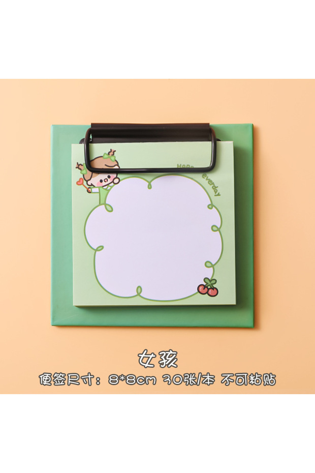 girl 1pcs Cartoon Board Clip Sticky Note Book Student Ins Girl Memo Sticky Note Study Office Non-sti