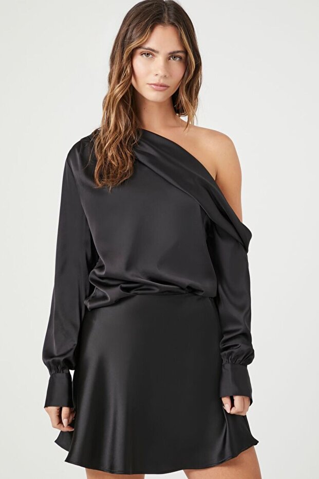 Tek Omuz Detayl Bluz - 2