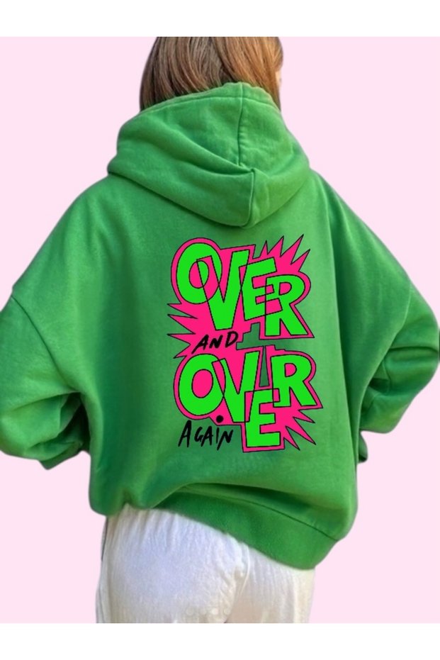 Unisex over Colored Custom Printed Cotton Oversize Hooded Sweatshirt