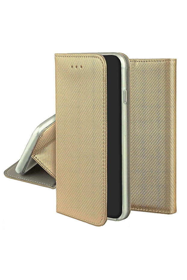 Husa Flip pentru Apple iPhone 16 Plus, Texture Design, Auriu - 4