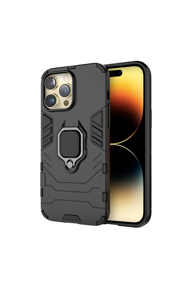 Case for Apple Iphone 14, Army Shield, Armour, Ring Holder, Black - 1