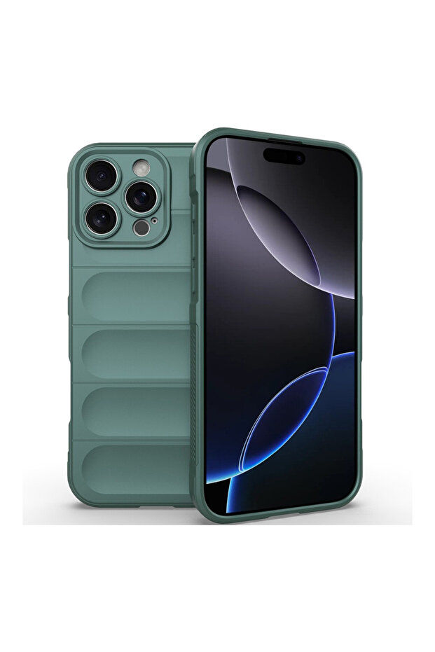 Buffer Case with Microfiber for Apple iPhone 16 Pro, Flexible TPU, Green - 1