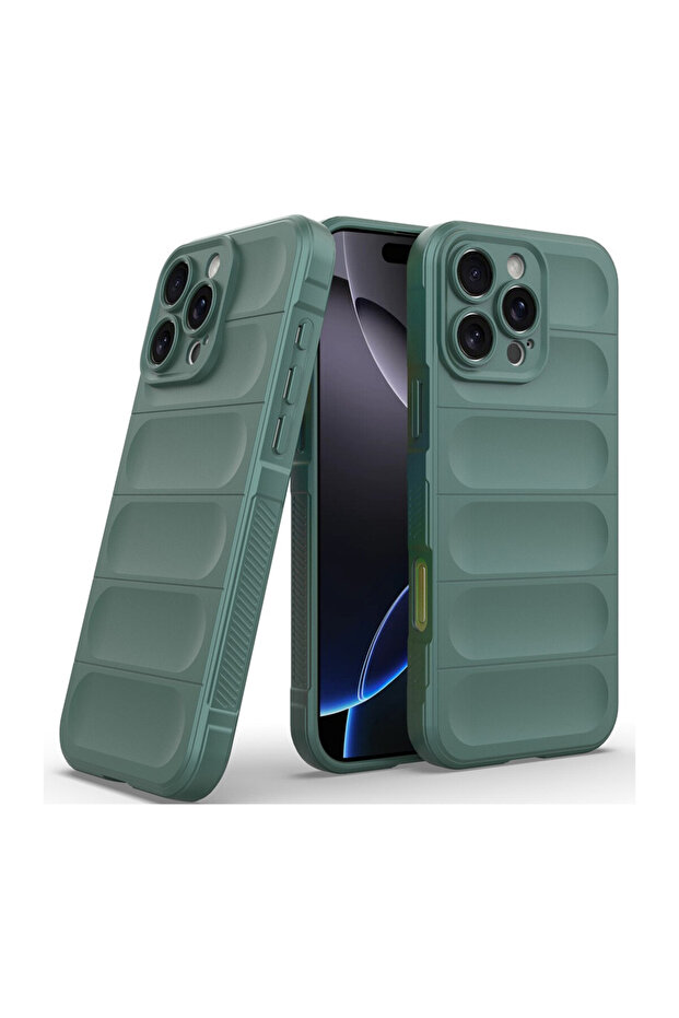 Buffer Case with Microfiber for Apple iPhone 16 Pro, Flexible TPU, Green - 5