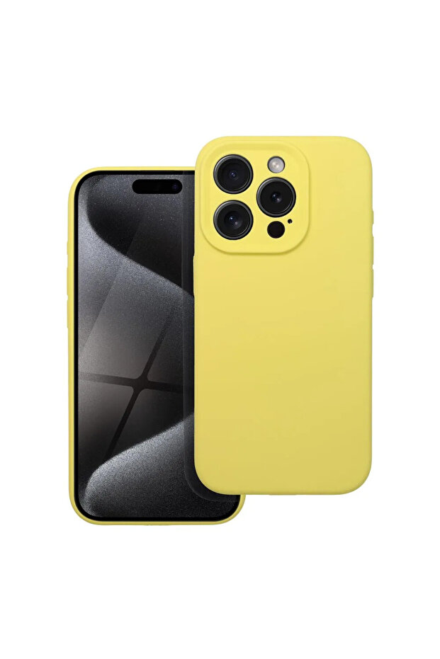 2mm Microfiber Silicone Protective Case for Apple iPhone 16, Yellow - 1