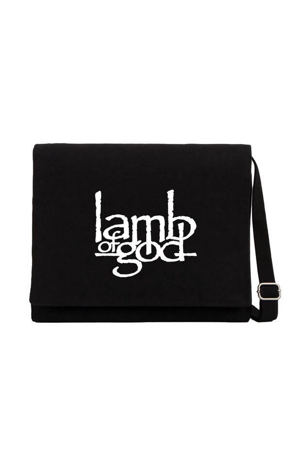 حقيبة ماسنجر من القماش باللون الأسود تحمل شعار Lamb Of God