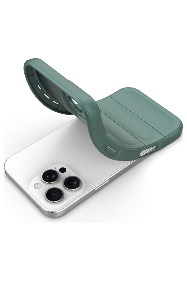 Buffer Case with Microfiber for Apple iPhone 16 Pro, Flexible TPU, Green - 6