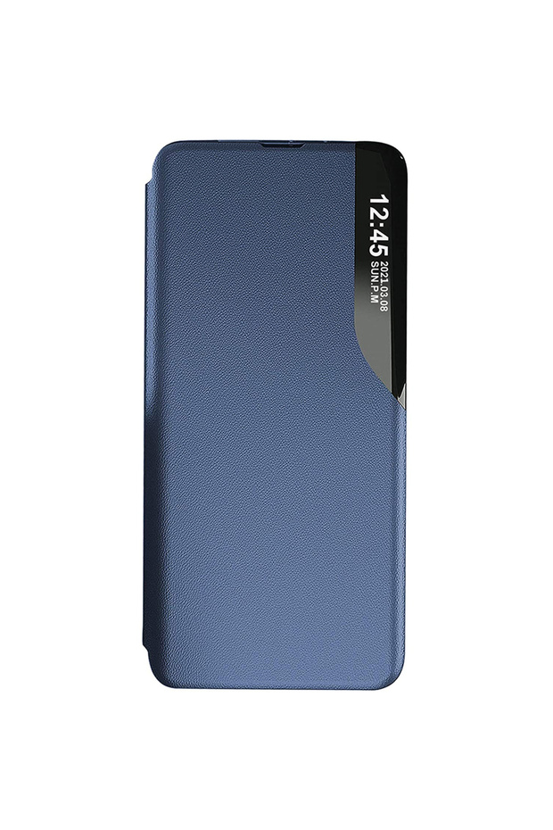 Leather Flip Case for Honor Magic 4 Lite, Unique S-View, Smart Stand, Blue - 1