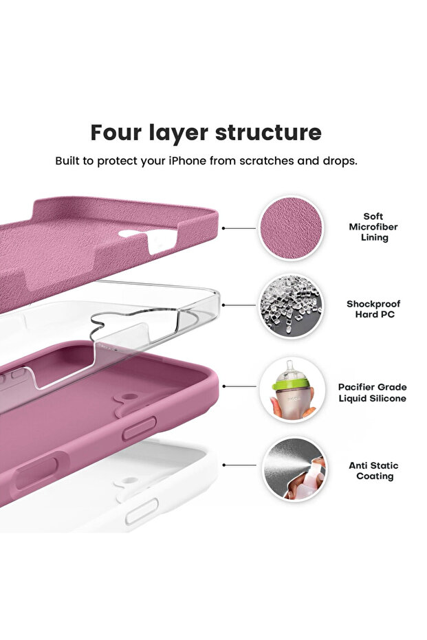 VelvetFlex Silicone Microfiber Protective Case for Apple iPhone 16 Plus, Purple - 3