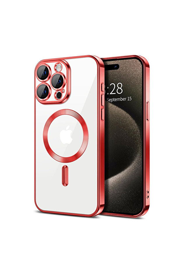 GemstoneClear MagSafe Case for Apple iPhone 16 Pro, Strong Magnet, Red/Clear