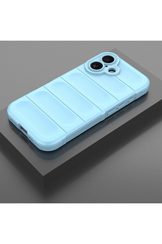 Buffer Case with Microfiber for Apple iPhone 16 Plus, Flexible TPU, Blue - 4