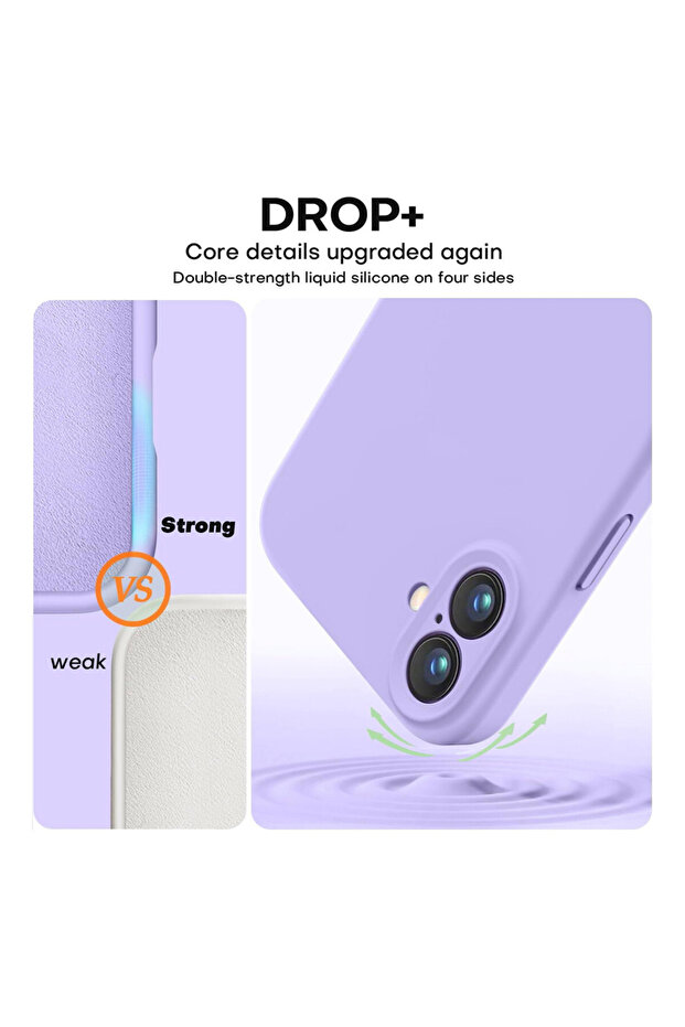 VelvetFlex Silicone Microfiber Protective Case for Apple iPhone 16, Lavender - 4