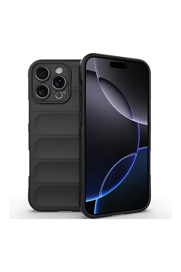 Buffer Case with Microfiber for Apple iPhone 16 Pro, Flexible TPU, Black - 1