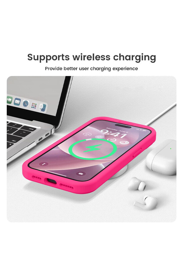 VelvetFlex Silicone Microfiber Protective Case for Apple iPhone 16 Pro, Pink - 2