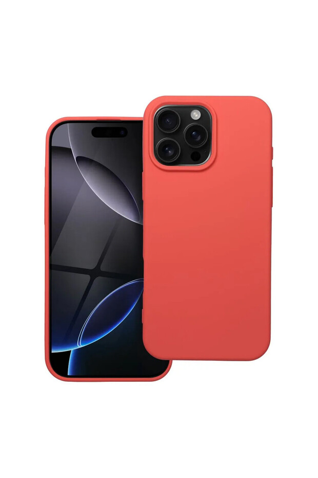 Soft-Touch Silicone Microfiber Protective Case for Apple iPhone 16 Pro, Wireless Charging, Peach - 1