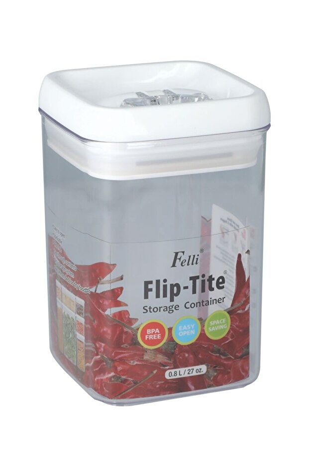 Flip-Tite Rectangular Storage Container, Clear and White, 800ml - 3