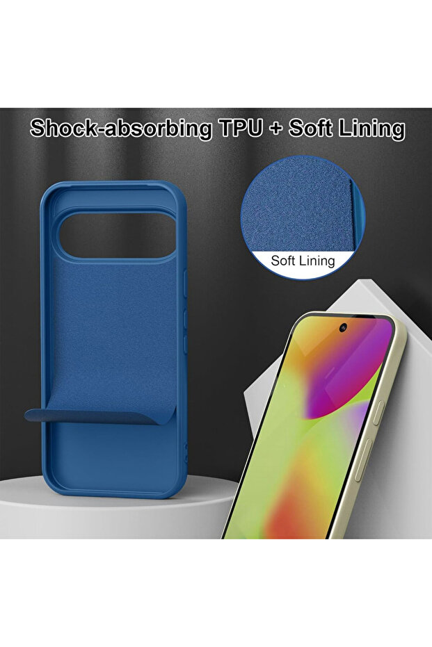 Smooth Silicone Microfiber Protective Case for Google Pixel 10, Blue - 5