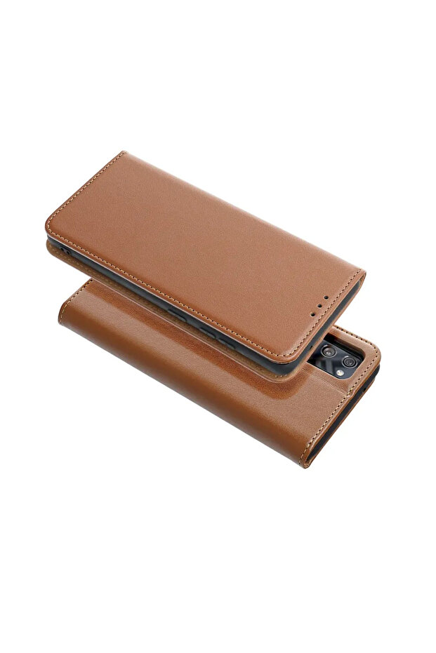 Genuine Leather Flip Case for Xiaomi Redmi Note 12S, Stand Function, Brown - 2