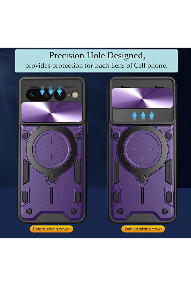 SurveilProRingLens Cover for Google Pixel 10, Magnetic Function, Rotating Ring, Purple - 5