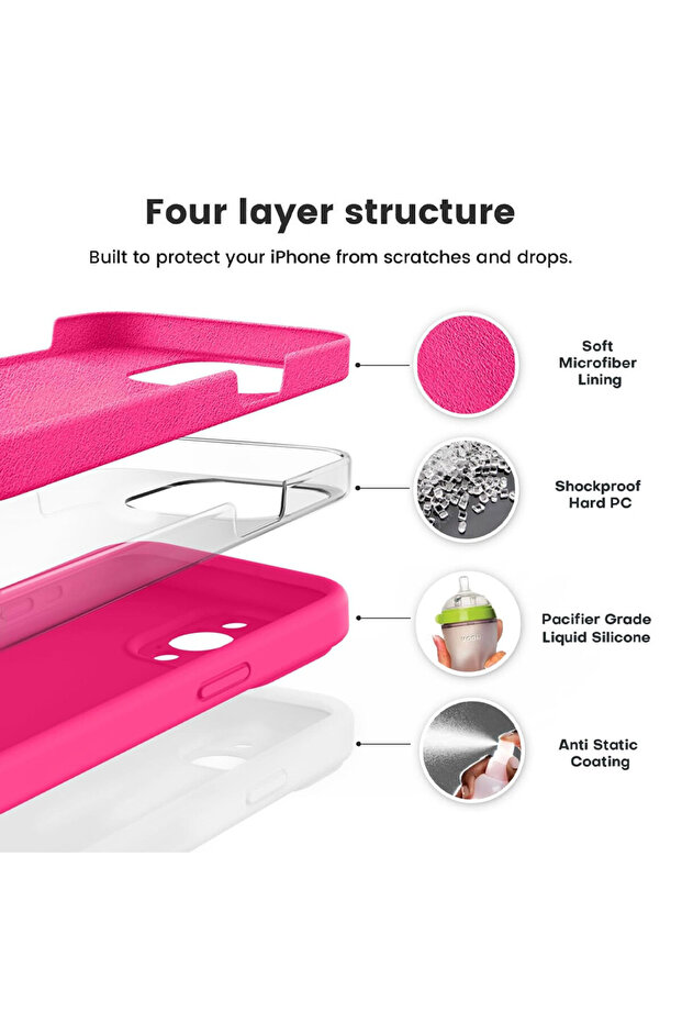 VelvetFlex Silicone Microfiber Protective Case for Apple iPhone 16 Pro, Pink - 4