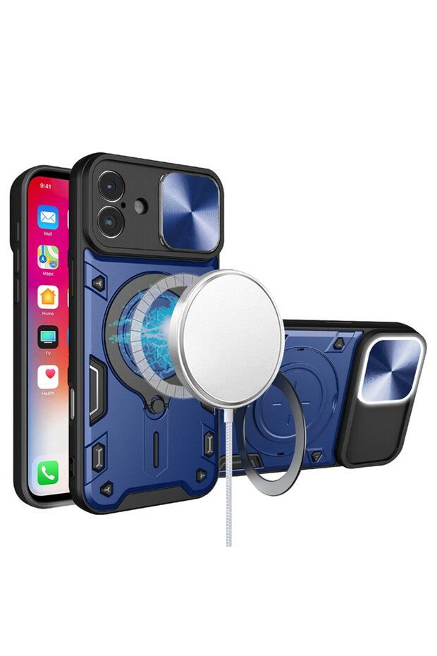 SurveilProRingLens Cover for Apple iPhone 16, Rotating Ring, Blue - 1