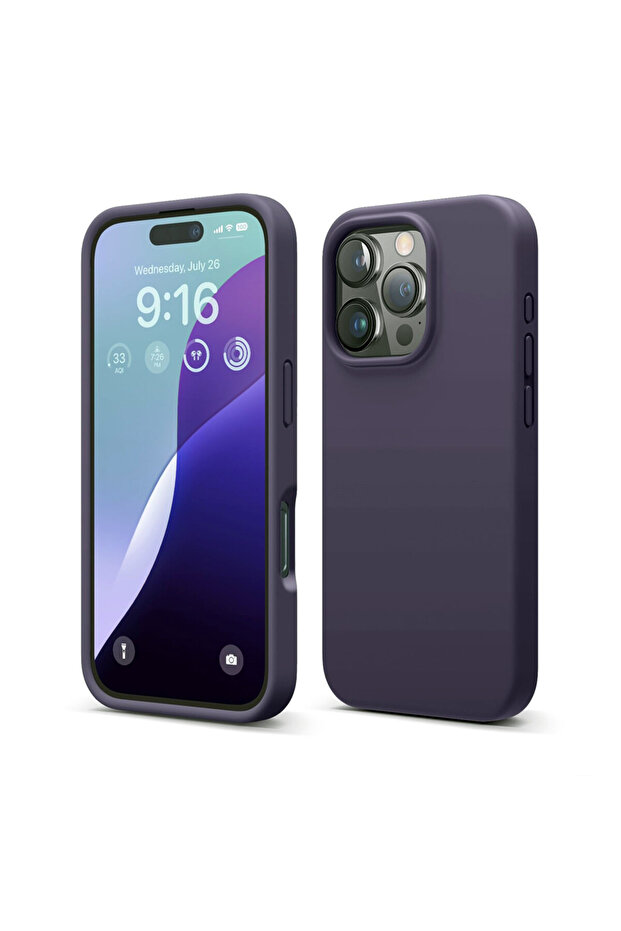 Smooth Silicone Microfiber Protective Case for Apple iPhone 16 Pro, Purple - 1