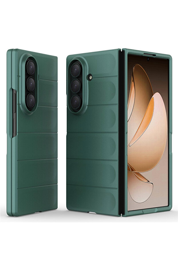 Buffer Case with Microfiber for Samsung Galaxy Z Fold7 / Fold 7, Flexible TPU, Green - 1