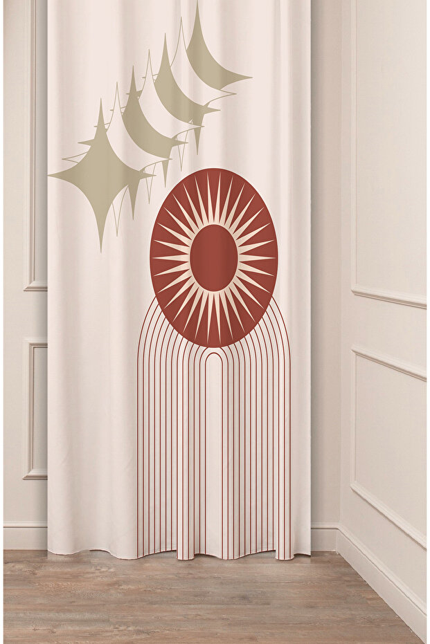 Patterned Geometric Striped Authentic Special Design Digital Printed (Single Panel) Stylish Modern Background Curtain