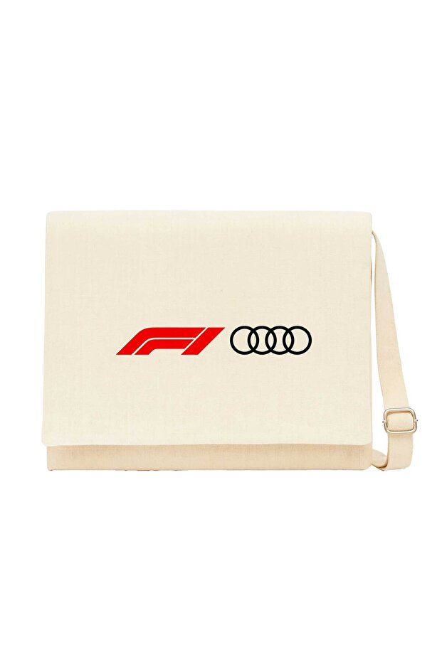 F1 Audi Logo Cream Canvas Messenger Bag