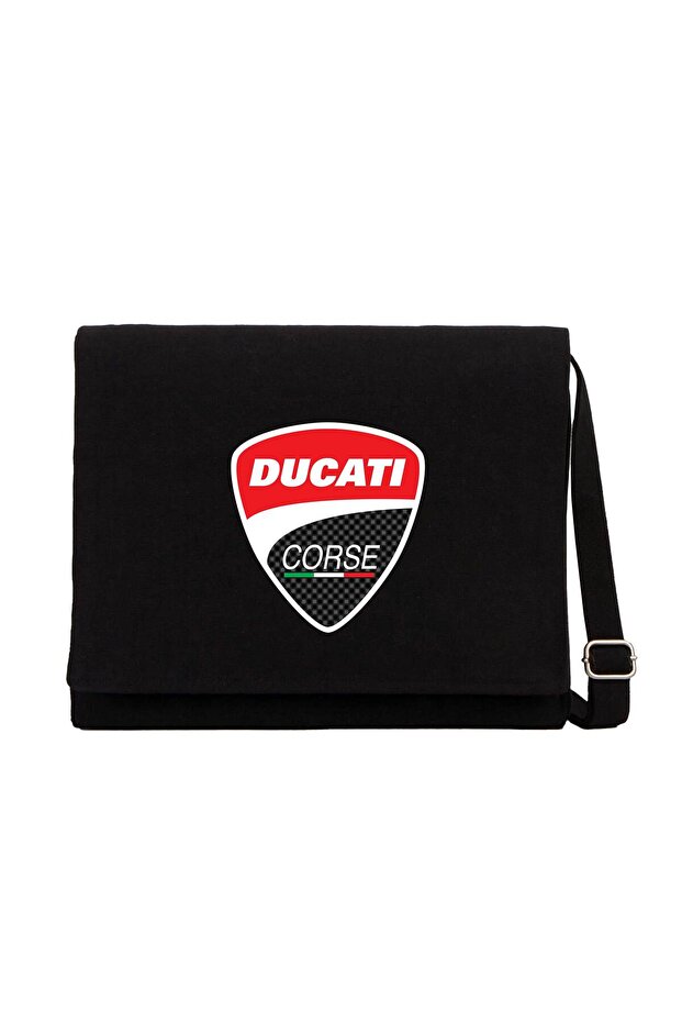 Ducati Corse Logo Black Canvas Messenger Bag