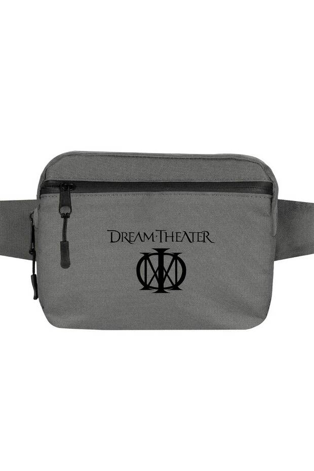 حقيبة خصر بشعار Dream Theather باللون الرمادي