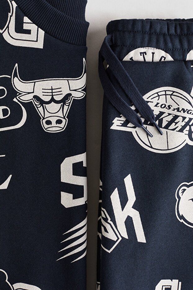 2 Parçalı Baskılı Sweatshirt ve Jogger Pantolon - 3