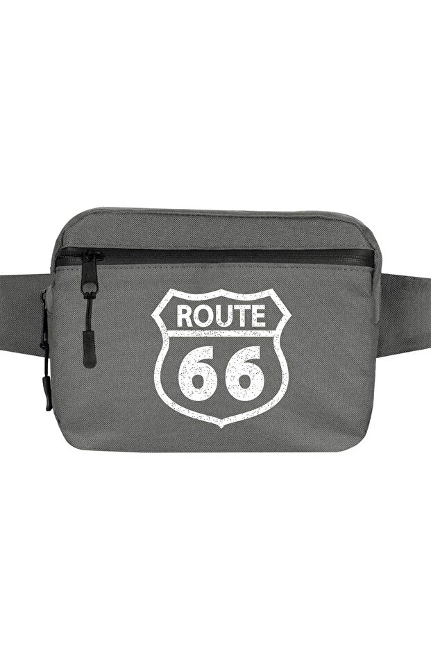 حقيبة الخصر بشعار Route66 باللون الرمادي