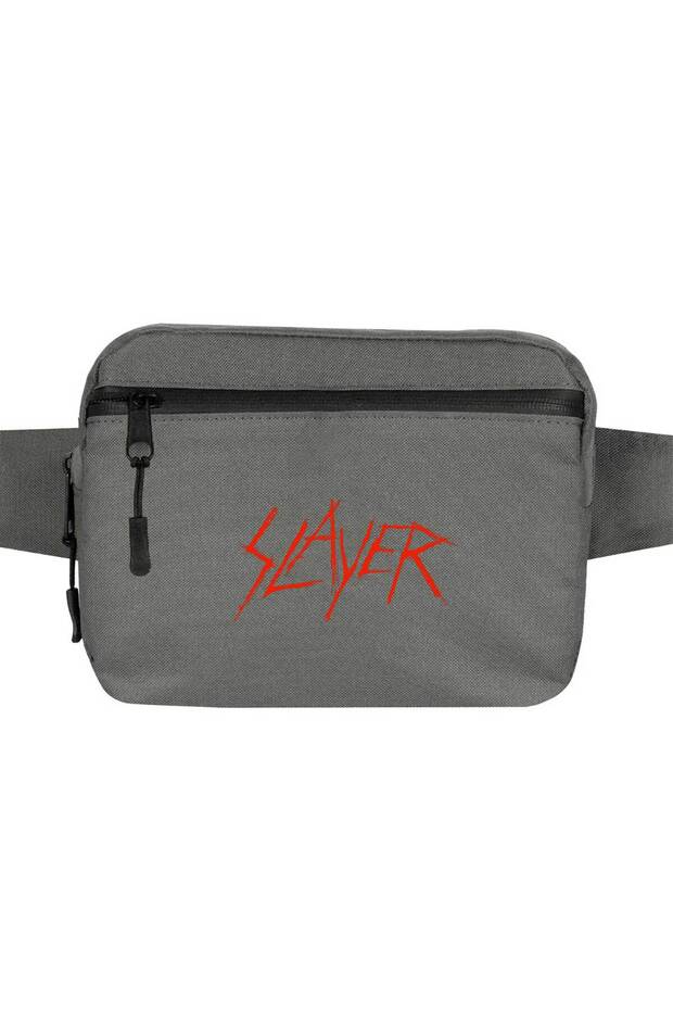حقيبة خصر بشعار Slayer باللون الرمادي