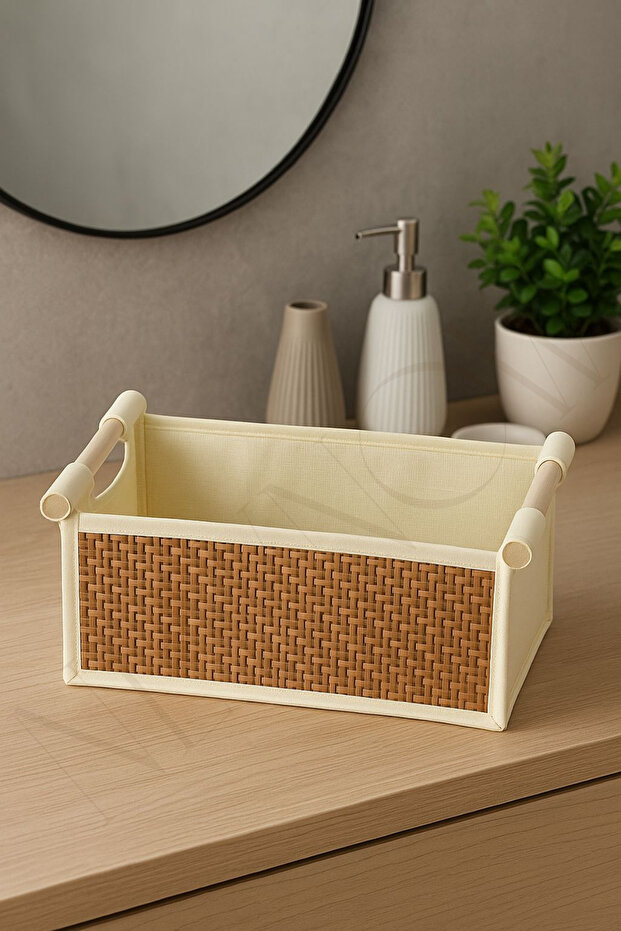 سلة فولدا بامبو متعددة الأغراض قابلة للطي بنمط الخيزران - منظم ديكوري وعملي - 3