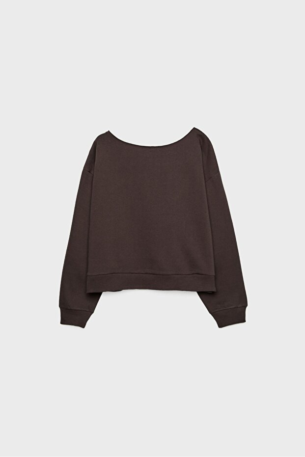 Asimetrik Yakalı Basic Sweatshirt - 7