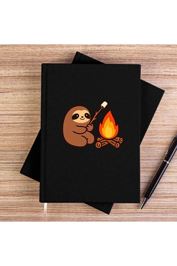 Camp Cute Black Unlined Canvas Notebook - 1