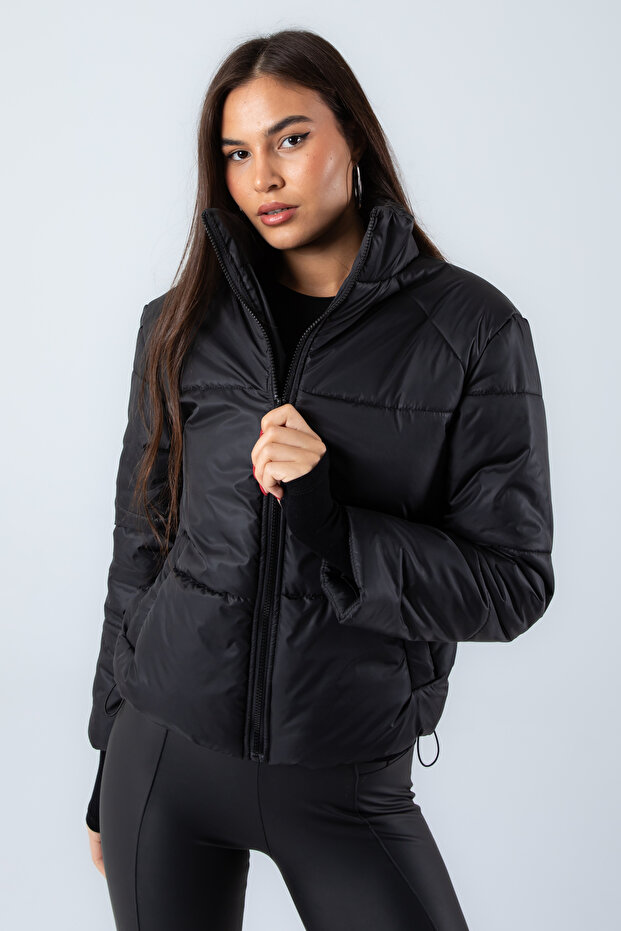 Women's Black Short Puffer Jacket