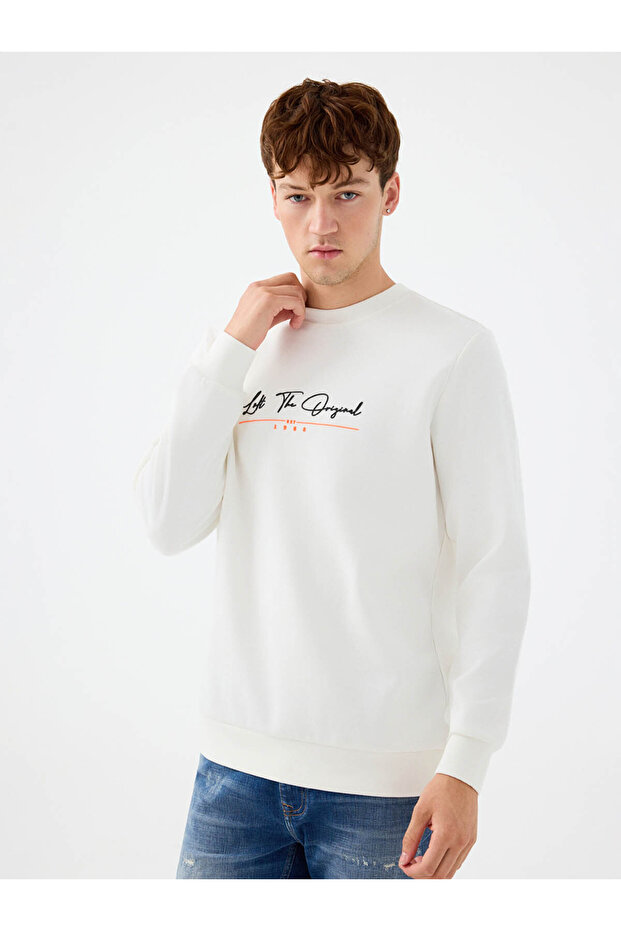 Regular Fit Beyaz Erkek Sweatshirt Lf2041227 - 1