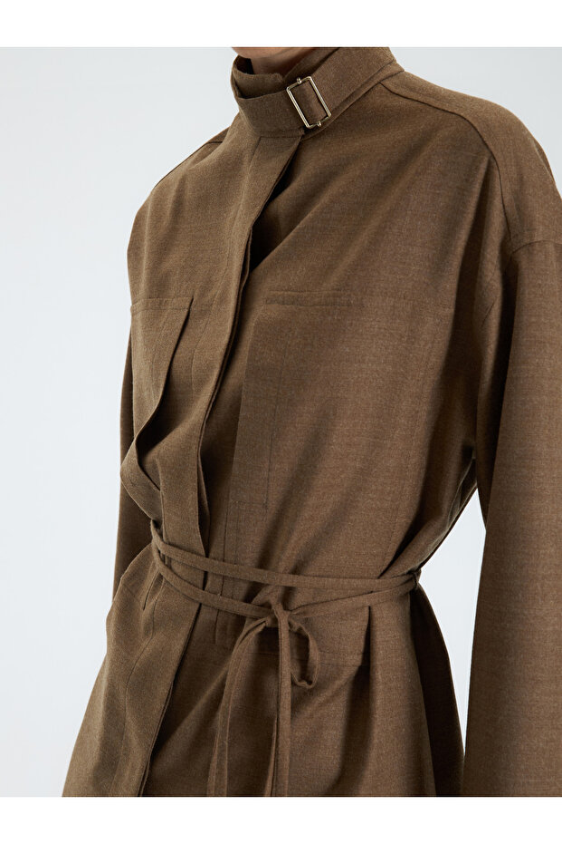 Taba Tokalı Overshirt Ceket - 4