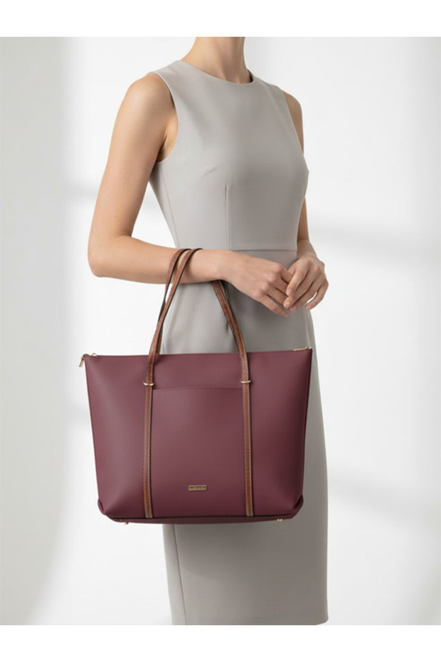 Women's 2-Sleeve Stripe Detailed Sporty Stylish Shopper Handbag and Shoulder Bag